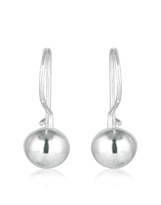 Dainty pair of Hollow Silver Ball with Shepherd's Hook 92.5 Sterling Silver Earrings