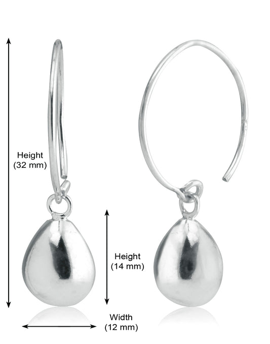 Designer Drop Earrings in Open Loop in Pure 92.5 Sterling Silver