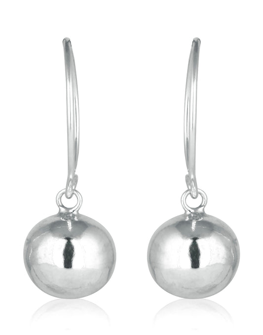 Designer Round Ball Earrings in Open Loop in Pure 92.5 Sterling Silver