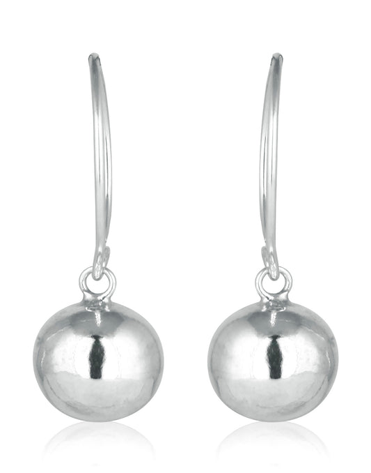 Designer Round Ball Earrings in Open Loop in Pure 92.5 Sterling Silver