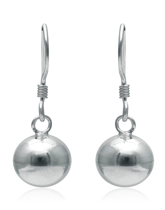 Designer 8 mm Round Ball Earrings in Pure 92.5 Sterling Silver Ear Wire