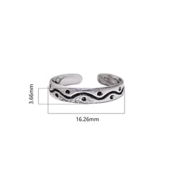 925 Sterling Silver Pair of Trendy Oxidized Adjustable Toe Rings