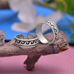 Unique pair of Oxidized Silver Toe Rings Bichiya in 925 Sterling Silver