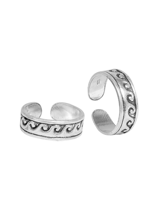 Unique pair of Oxidized Silver Toe Rings Bichiya in 925 Sterling Silver