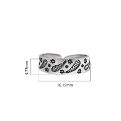 Unique pair of Oxidized Silver Toe Rings Bichiya in 925 Sterling Silver