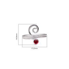 Pair of chic 925 Silver Toe rings in Red Cubic Zirconia