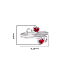 Fashionable 925 Silver Toe rings in Red Cubic Zirconia