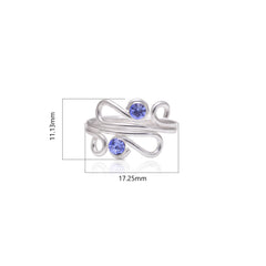 Pair of gorgeous 925 Silver Toe rings in Blue Cubic Zirconia
