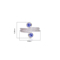 Pair of beautiful Toe rings in Blue Cubic Zirconia and 925 Silver