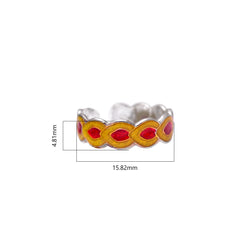 Colorful pair of Orange Enamel Toe Rings in 925 Sterling Silver