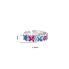 Colorful pair of Purple and Blue Enamel Toe Rings in 925 Silver