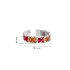 Colorful pair of Yellow and Red Enamel Toe Rings in 925 Silver