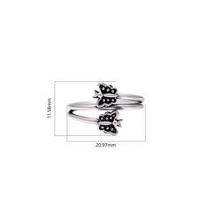 Pair of Designer Butterfly Oxidized 925 Silver Toe Rings