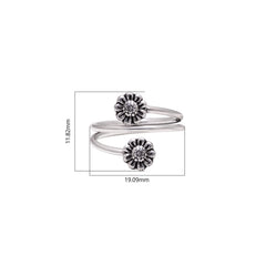 Pair of Front Open Oxidized Toe Rings Bichiya in 925 Sterling Silver