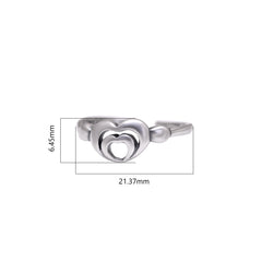 Pair of Designer Heart Oxidized 925 Silver Toe Rings