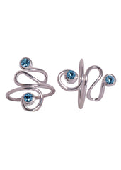 Pair of Front Open Blue Cubic Zirconia Toe Rings in 92.5 Silver
