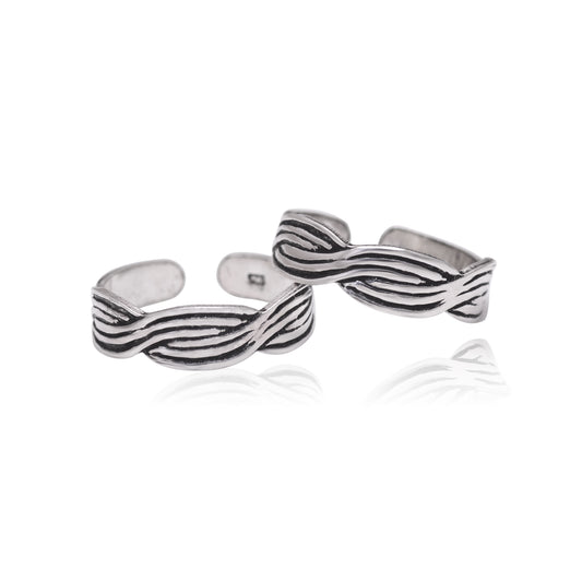 Pair of Classy Oxidized pure 925 Sterling Silver Adjustable Toe Rings