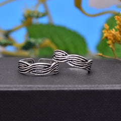Pair of Classy Oxidized pure 925 Sterling Silver Adjustable Toe Rings