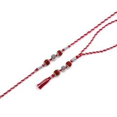 Combo of Silver Alloy Rudraksh Om Thread Rakhi for Bhaiya Bhabhi Couple Rakhi - Bangles And Bracelets