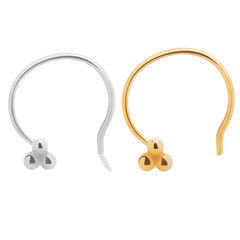 Combo Tiny 3 dots Nose Pin with wire in 92.5 Sterling Silver and Gold Plated for Women and Girls - Silver Nose Pin