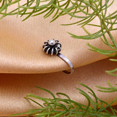 Flower Light Weighted Clip on Nose Pin in 92.5 Silver - Silver Clip On Nose Pin