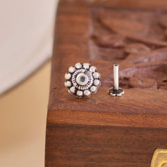 Flower Shape Screw Back Nose Pin in 92.5 Sterling Silver for Women and Girls - Silver Nose Pin