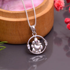 Ganesha 92.5 Sterling Silver Unisex Pendant with CZ Stones - Pendants