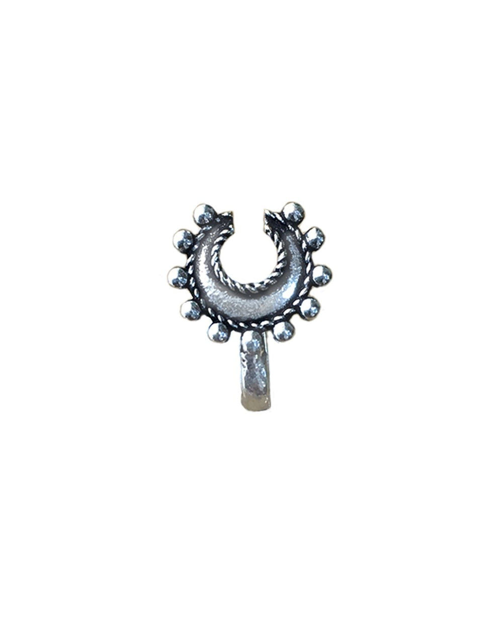 Horse Shoe Look Clip On Press On Nose Pin in Silver Alloy - Silver Alloy Nose Pin
