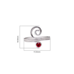 Pair of chic 925 Silver Toe rings in Red Cubic Zirconia - Toe Rings