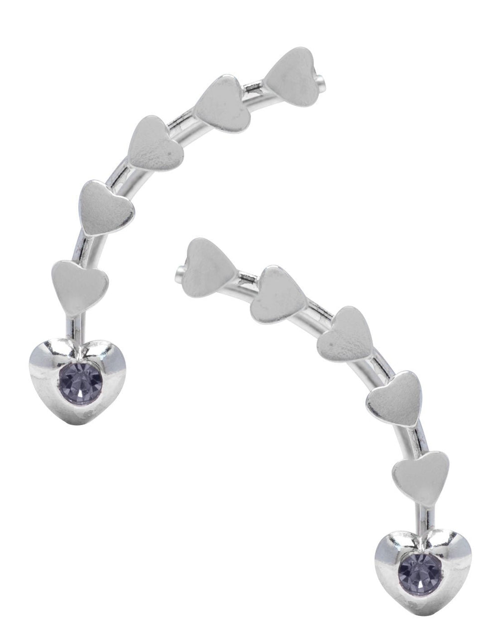 Pair of Ear Climbers Crawlers in 92.5 Silver and White CZ Stones - Studs