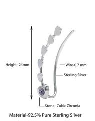 Pair of Ear Climbers Crawlers in 92.5 Silver and White CZ Stones - Studs