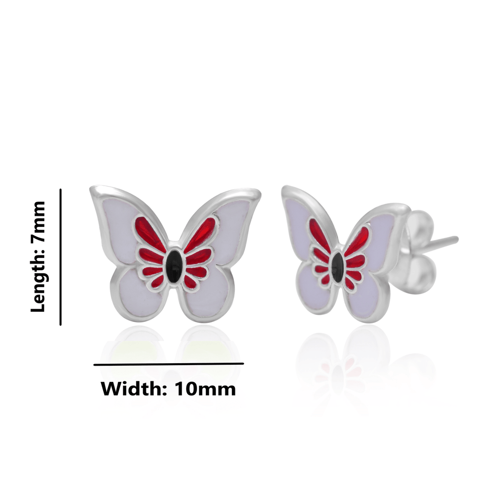 Pure 925 Sterling Silver Cute and Elegant Enamel Butterfly Studs Earrings - Studs