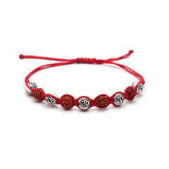 Silver Alloy Rudraksh OM Thread Bracelet for Men - Bangles And Bracelets