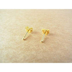 1 mm Gold Plated Piercing Ball 925 Silver Stud Earrings - Studs
