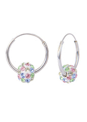92.5 Sterling Silver 12 mm Hoop Earring with Multi Color