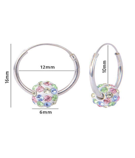 92.5 Sterling Silver 12 mm Hoop Earring with Multi Color