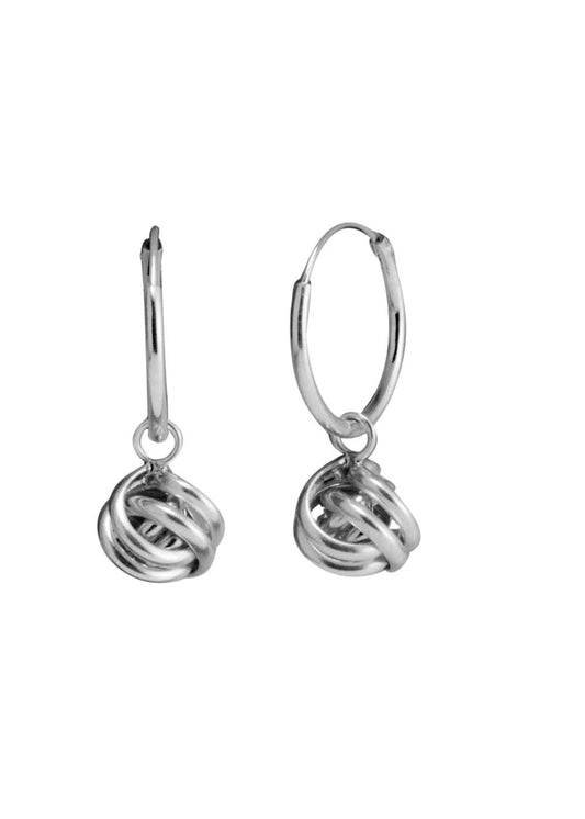 Sterling Silver Twisted Knot Drop Earrings in 12MM HOOPS for Kids