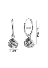 Sterling Silver Twisted Knot Drop Earrings in 12MM HOOPS for Kids