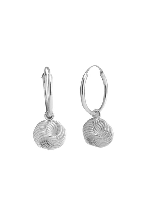 Designer 92.5 Sterling Silver Twisted Knot Drop Earrings in 12MM HOOPS