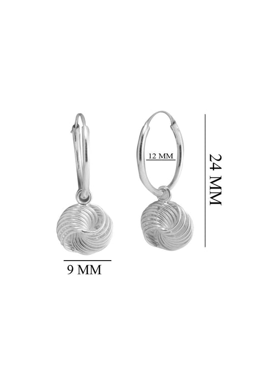 Designer 92.5 Sterling Silver Twisted Knot Drop Earrings in 12MM HOOPS