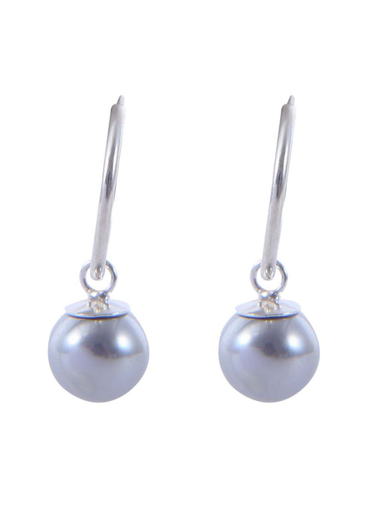 Pair of Silver colour Pearl Hangings in 92.5 Sterling Silver 12 MM Hoop