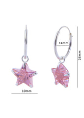 Pair of vibrant Pink Star shape Cz Earring in 92.5 Sterling Silver