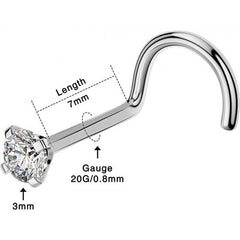 Combo of 92.5 Sterling Silver Dot Size Black and White CZ Stone Nose Pin