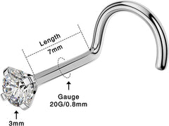 Combo of 92.5 Sterling Silver Dot Size White CZ Stone Nose Pin
