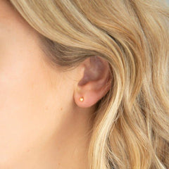 3 mm Gold Plated Piercing Ball 925 Silver Stud Earrings - Studs