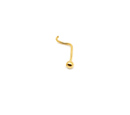 4 MM Gold Plated Nose Pin with wire base of 92.5 Silver