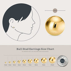 5 mm Gold Plated Piercing Ball 925 Silver Stud Earrings - Studs