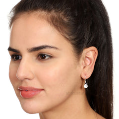 Pair of Round shape CZ Earring in 925 Silver Ear Wire (White)