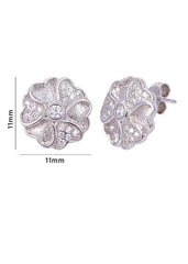 925 Sterling Silver Flower Shape Cubic Zircon Studs - Studs