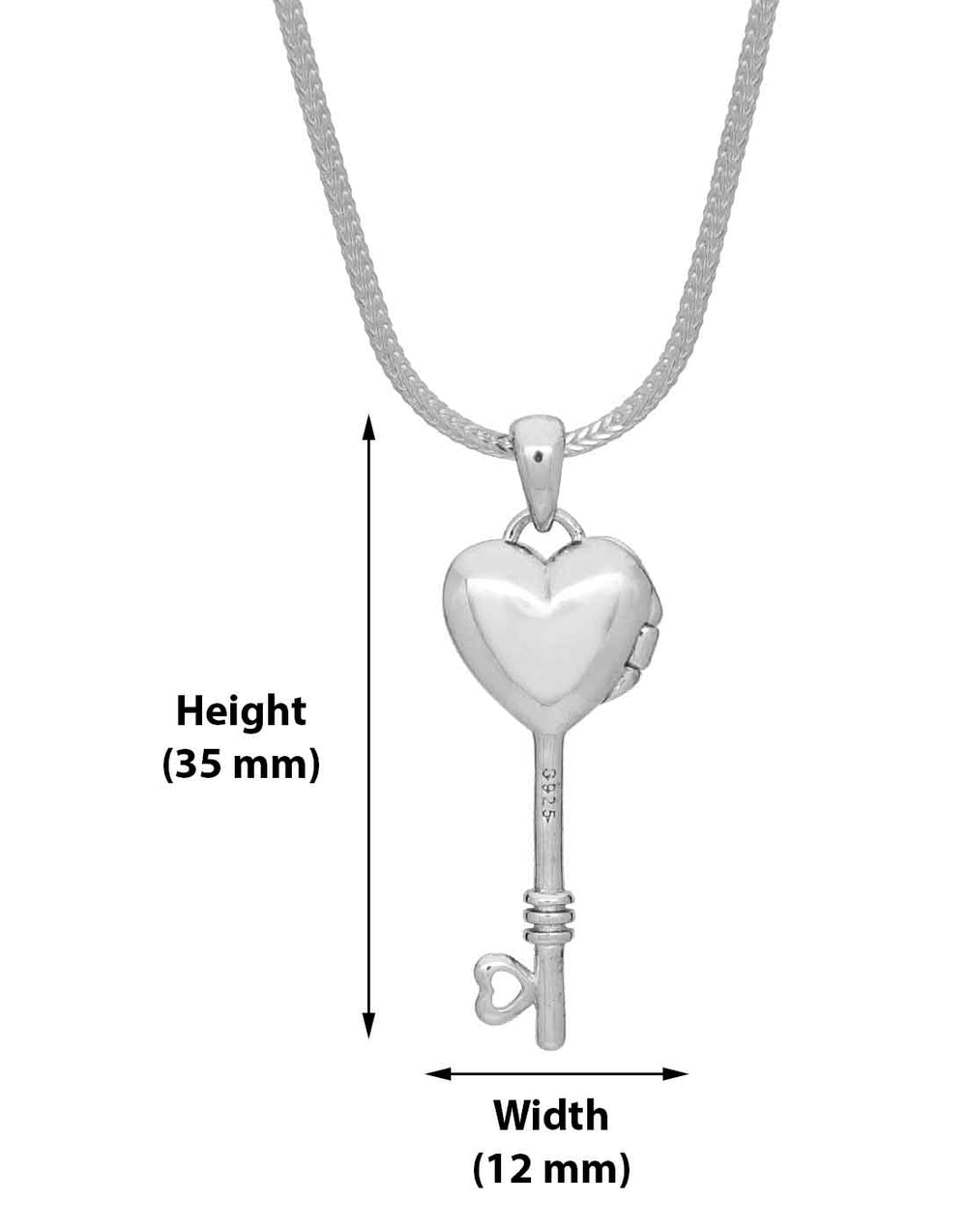 92.5 Sterling Silver Heart and Key Shape Love Photo Locket Pendant - Pendants